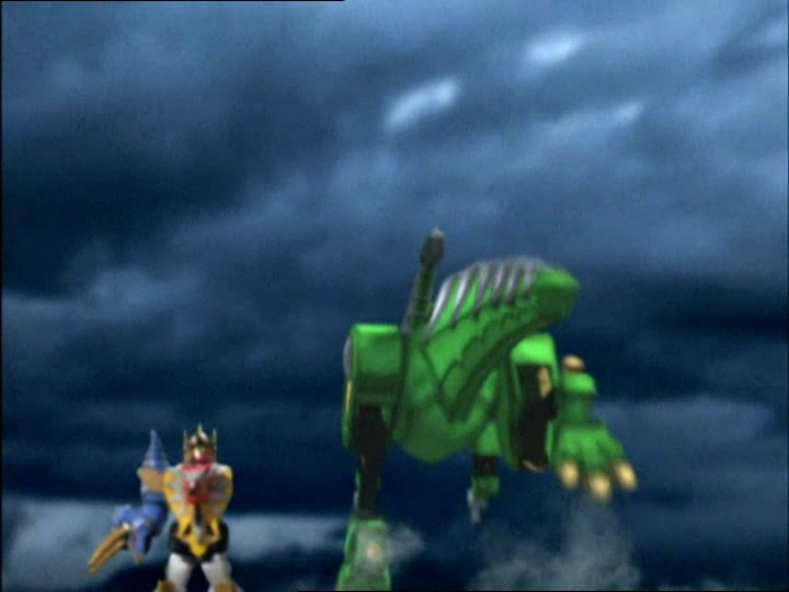 Formation du Megazord Dino Tonnerre Mode Parasaure