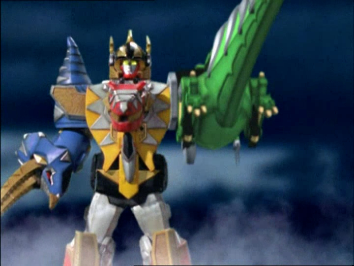 Formation du Megazord Dino Tonnerre Mode Parasaure